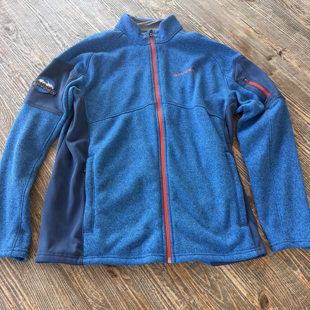 Spyder Bandit Sweater Fleece Jacket Mens Large Blue Full Zip Item 1532075